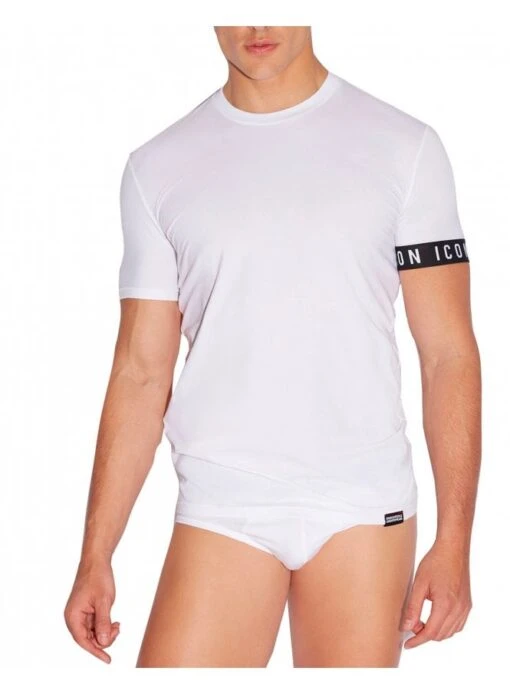 DSQUARED2 D-squared Icon Band Crewneck Tee Shirt Underwear White White