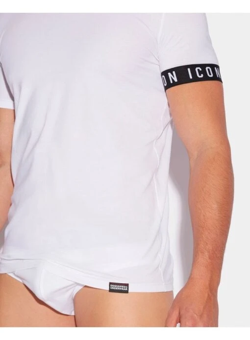 DSQUARED2 D-squared Icon Band Crewneck Tee Shirt Underwear White White - Image 4