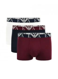 Emporio Armani 3pk Trunk White/navy/burg White/navy/burg