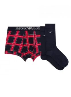 Emporio Armani Gift Box Trunk And Socks Ltd Edt Scozzese/marine Scozzese/marine