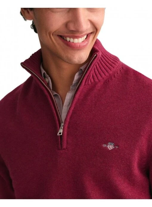 Gant Casual Cotton Half Zip Plumped Red Plumped Red - Image 2