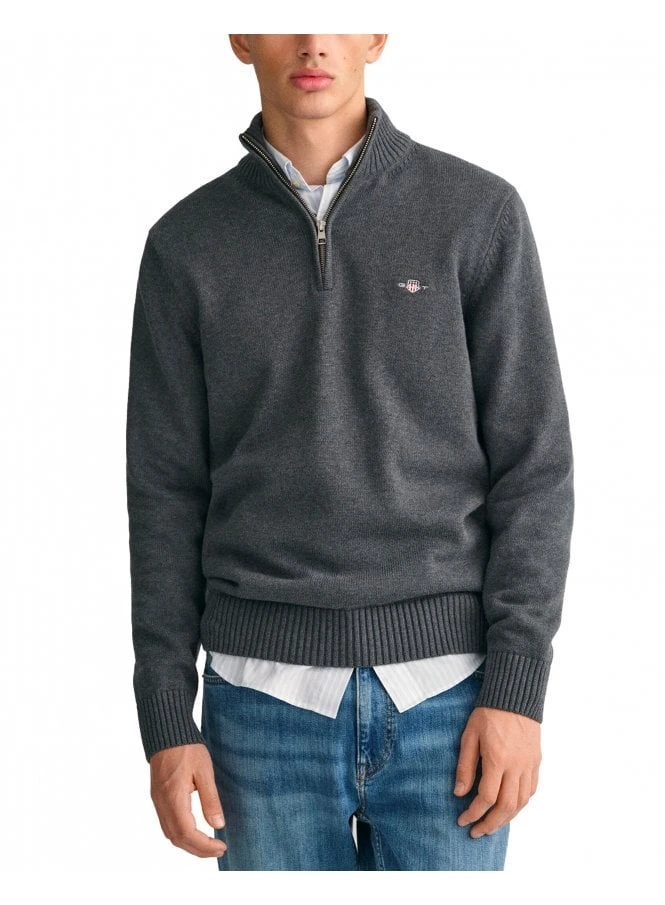 Gant Casual Cotton Halfzip Antracit Melange Antracit Melange