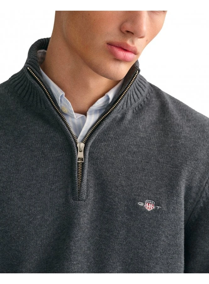 Gant Casual Cotton Halfzip Antracit Melange Antracit Melange - Image 3