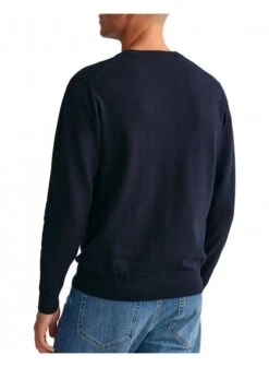 Gant Classic Cotton Crew Neck Jumper Evening Blue Evening Blue -Quality Fashion Clothing Store gant classic cotton crew neck jumper evening blue p11930 15033 medium