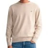 Gant Classic Cotton Crew Neck Jumper Light Beige Melange Light Beige Melange