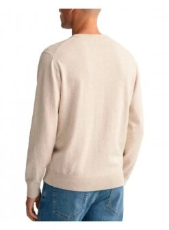 Gant Classic Cotton Crew Neck Jumper Light Beige Melange Light Beige Melange -Quality Fashion Clothing Store gant classic cotton crew neck jumper light beige melange p11931 15030 medium