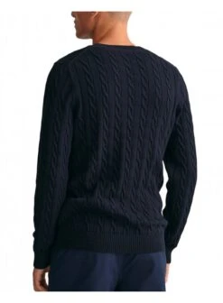 Gant Cotton Cable Crew Neck Jumper Evening Blue Evening Blue -Quality Fashion Clothing Store gant cotton cable crew neck jumper evening blue p11932 15027 medium