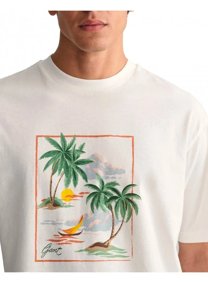 Gant Hawaii Printed Graphic Tshirt Eggshell Eggshell - Image 2