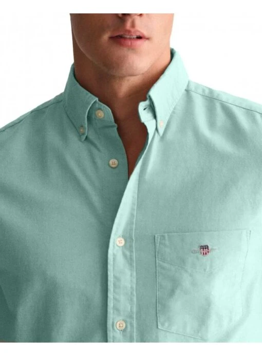 Gant Reg Classic Oxford Short Sleeve Shirt Lagoon Blue Lagoon Blue - Image 2
