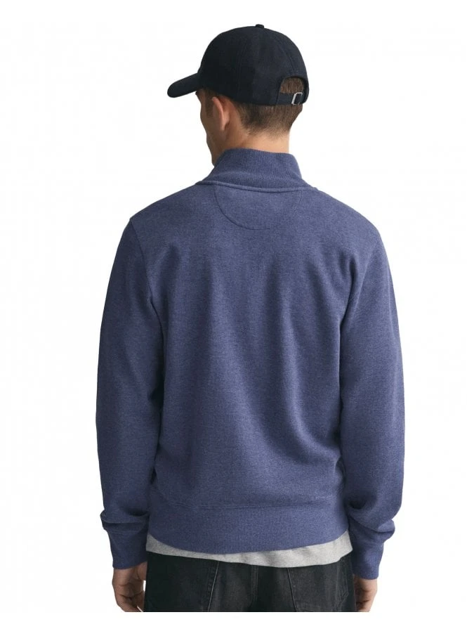 Gant Sacker Rib Half Zip Dark Jeans Blue Melange Dark Jeansblue Melange - Image 3