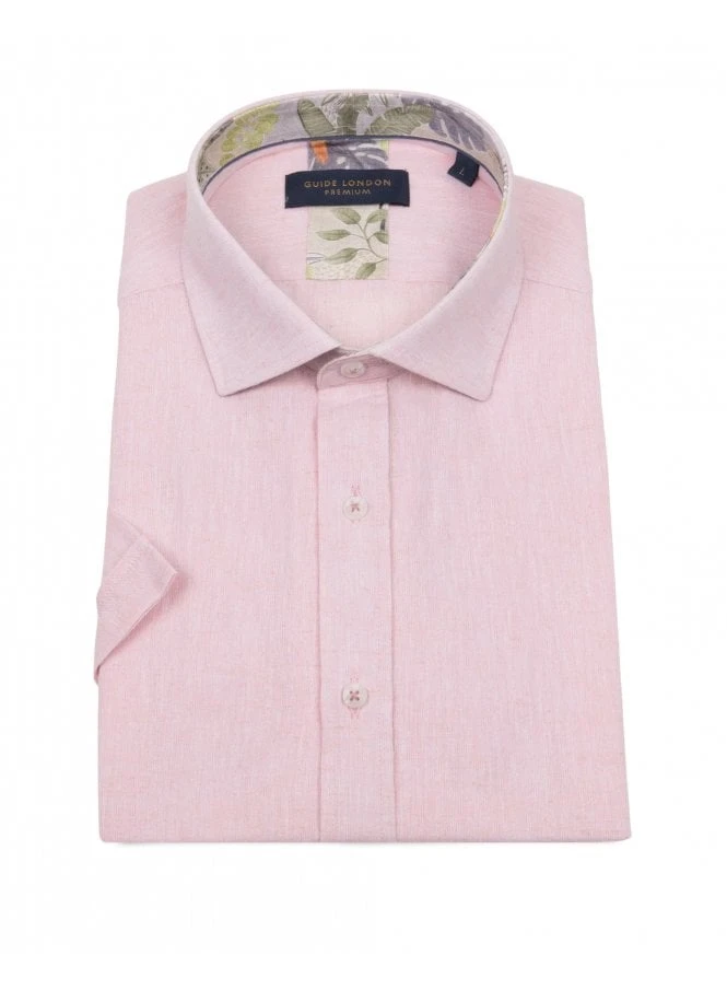 Guide London Linen/cotton Short Sleeve Shirt Pink Pink