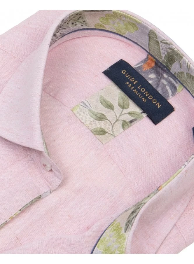 Guide London Linen/cotton Short Sleeve Shirt Pink Pink - Image 2