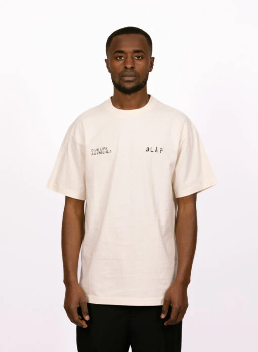 Olaf Hussein Dual Logo Tee Off White - Image 3