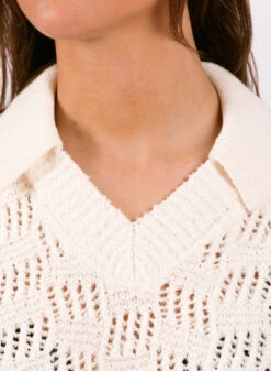 Olaf Hussein WMN Check Knitted Polo Off White -Quality Fashion Clothing Store image 13