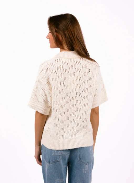 Olaf Hussein WMN Check Knitted Polo Off White - Image 5