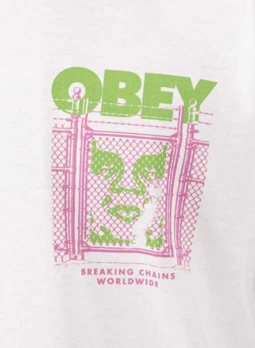 Obey Chain Link Fence Icon Classic T-shirt White - Image 2