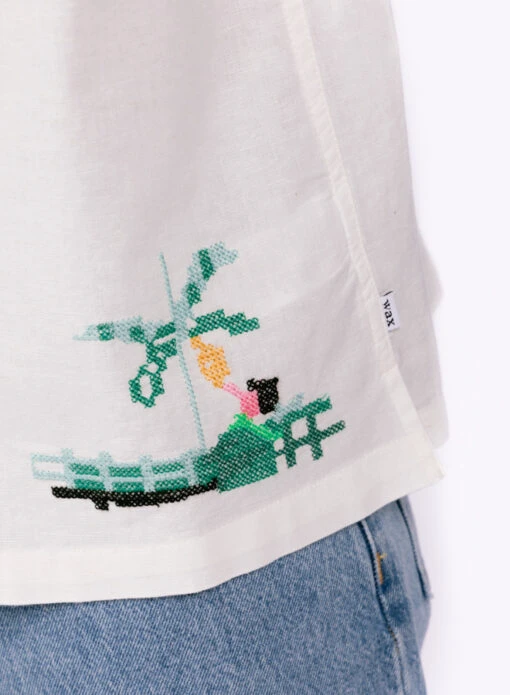 Wax London Newton Shirt Paradise Stitch Ecru - Image 3