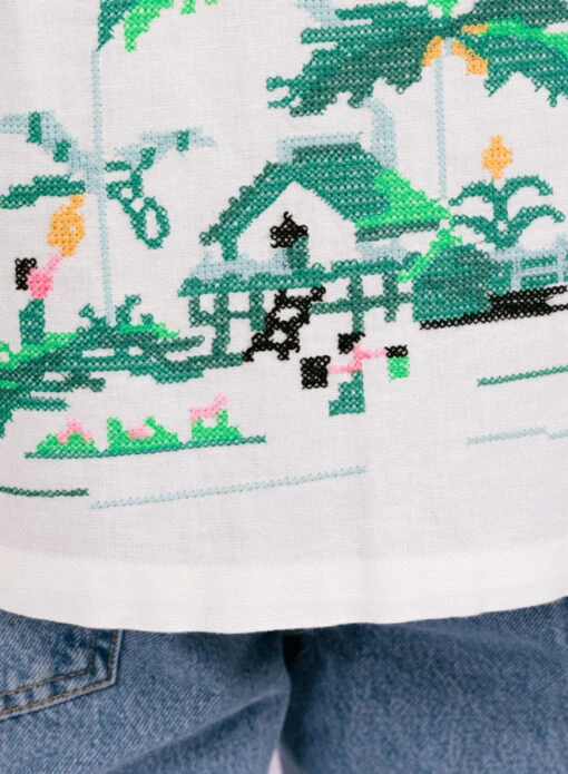 Wax London Newton Shirt Paradise Stitch Ecru - Image 6