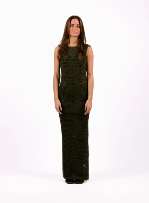 Daily Paper Izara Crochet Dress Army Green - Image 3