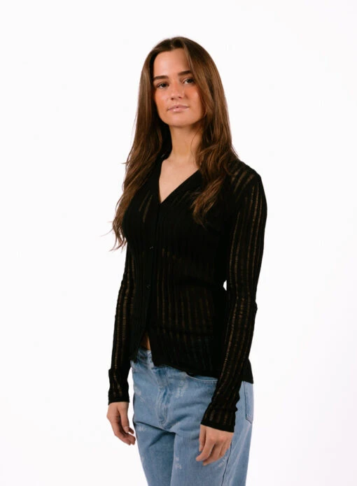 Olaf Hussein WMN Ladder Knit Shirt Black - Image 4