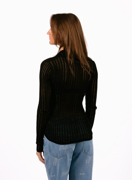 Olaf Hussein WMN Ladder Knit Shirt Black - Image 6