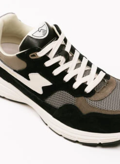 S.W.C. Stepney Workers Club Amiel S-Strike Suede Mix Black Grey -Quality Fashion Clothing Store image 2737