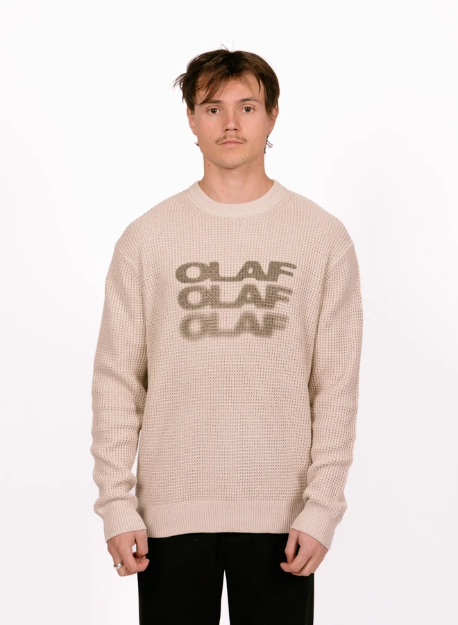 Olaf Hussein OLAF Drift Waffle Knit Crewneck Cement