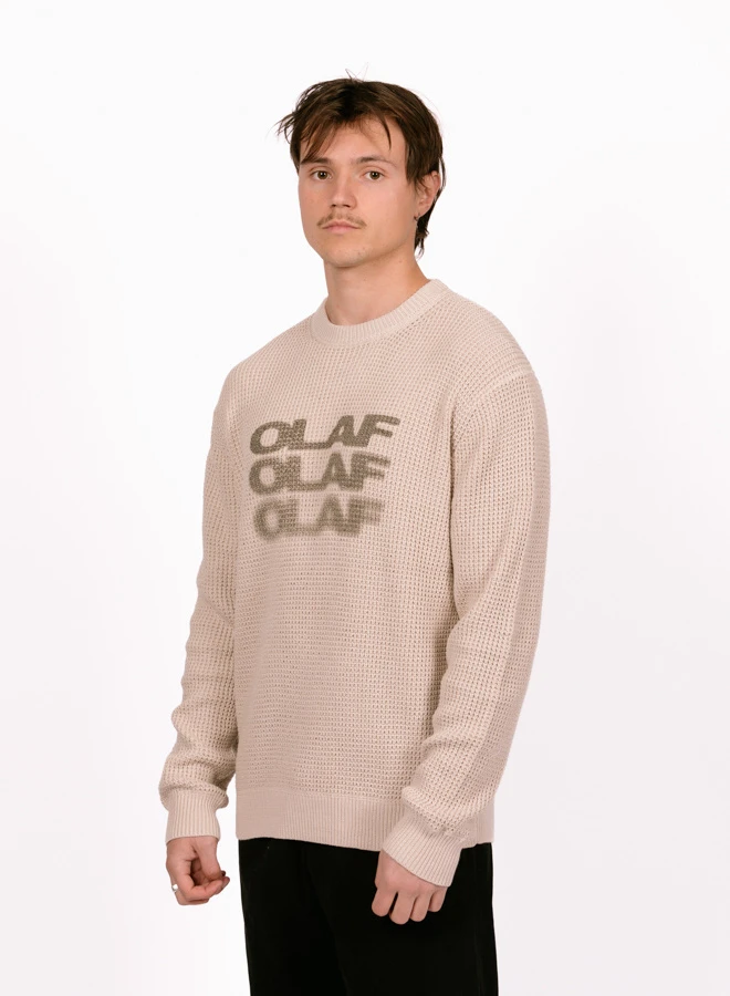 Olaf Hussein OLAF Drift Waffle Knit Crewneck Cement - Image 4