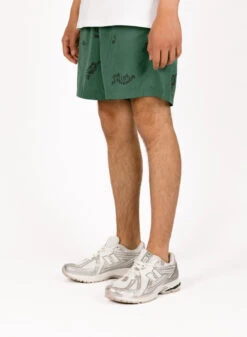 Olaf Hussein Wavy AOP Swim Shorts Washed Green