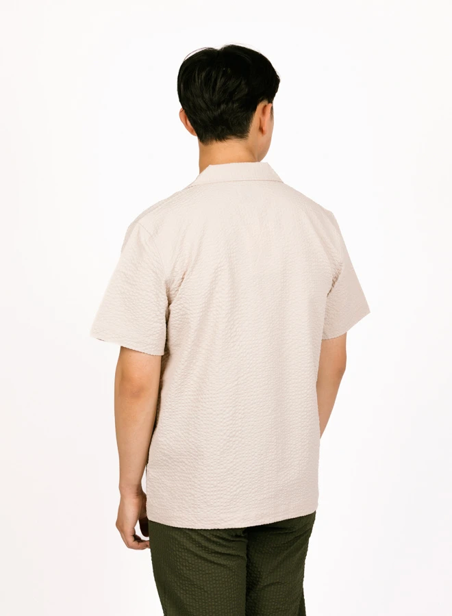 Olaf Hussein Seersucker Shirt SS Cement - Image 6