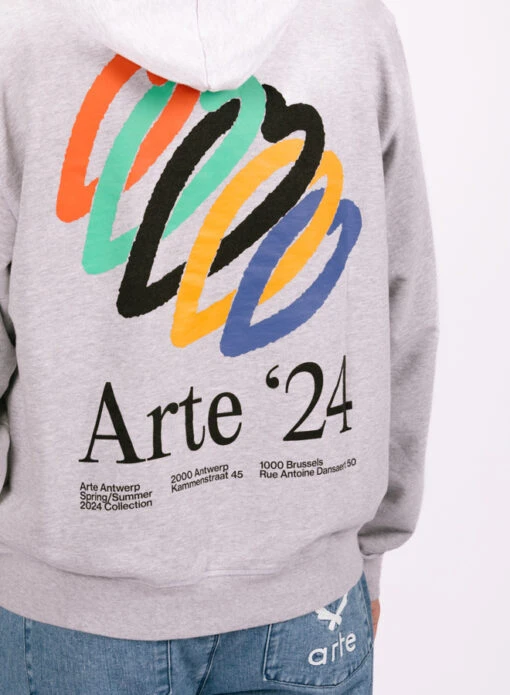 Arte Hank Back Hearts Hoodie Grey - Image 2