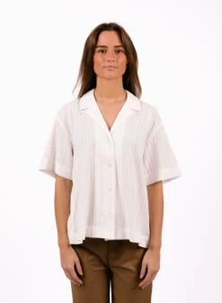 Olaf Hussein WMN Camp Shirt Optical White -Quality Fashion Clothing Store image 741