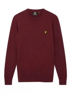Lyle & Scott Cotton Merino Crew Neck Jumper Burgundy Burgundy