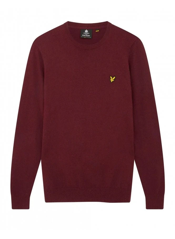 Lyle & Scott Cotton Merino Crew Neck Jumper Burgundy Burgundy
