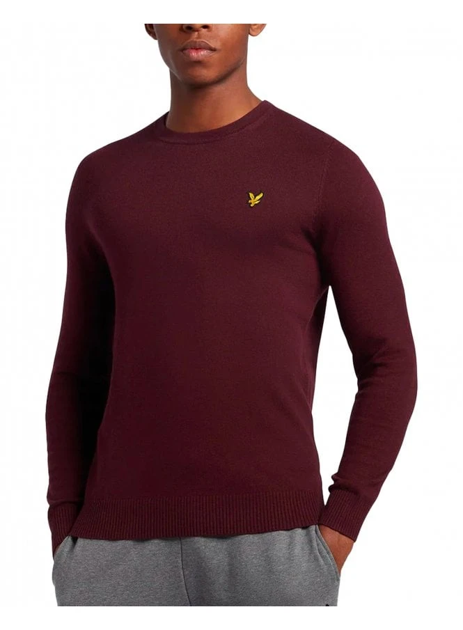 Lyle & Scott Cotton Merino Crew Neck Jumper Burgundy Burgundy - Image 2