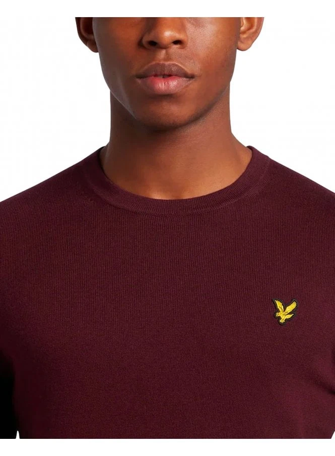 Lyle & Scott Cotton Merino Crew Neck Jumper Burgundy Burgundy - Image 3