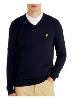 Lyle & Scott Cotton Merino V Neck Jumper Dark Navy Dark Navy