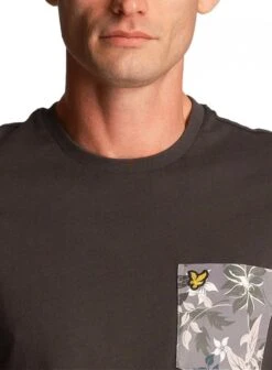 Lyle & Scott Floral Print Pocket T Shirt Gun Metal Gun Metal -Quality Fashion Clothing Store lyle scott floral print pocket t shirt gun metal p12356 16173 medium