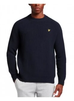 Lyle & Scott Shaker Stitch Mock Neck Jumper Dark Navy Dark Navy