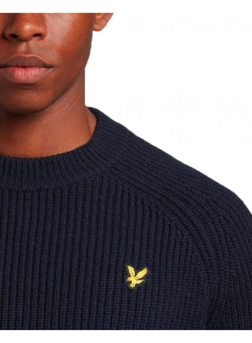 Lyle & Scott Shaker Stitch Mock Neck Jumper Dark Navy Dark Navy - Image 2