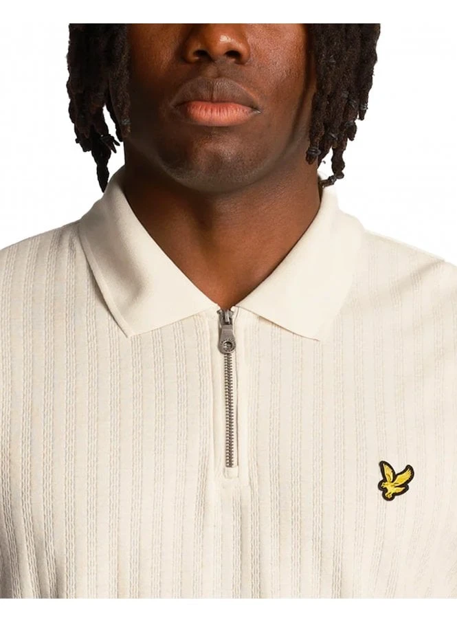 Lyle & Scott Textured Stripe Polo Shirt Chalk Chalk - Image 2