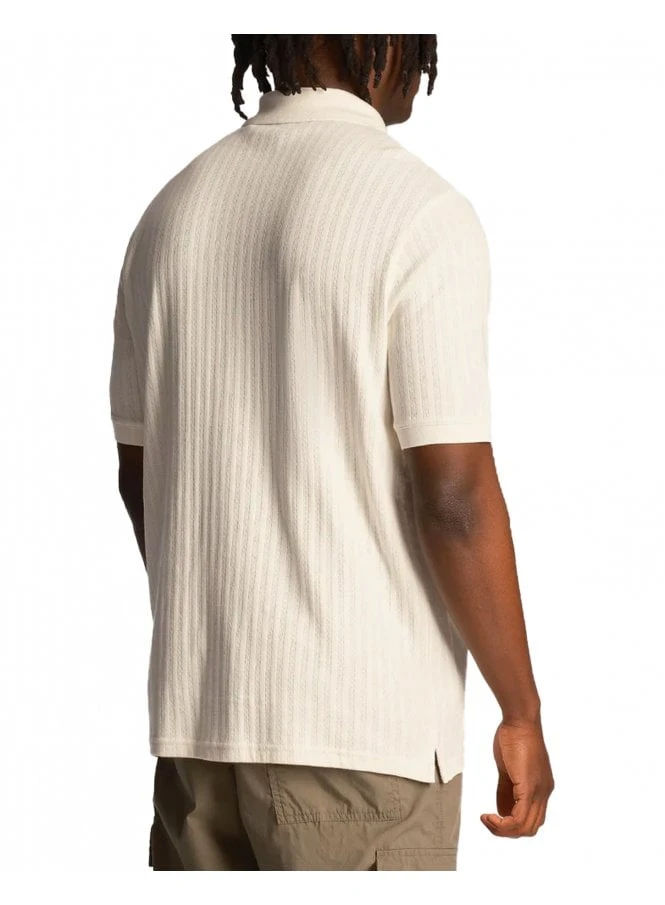Lyle & Scott Textured Stripe Polo Shirt Chalk Chalk - Image 3
