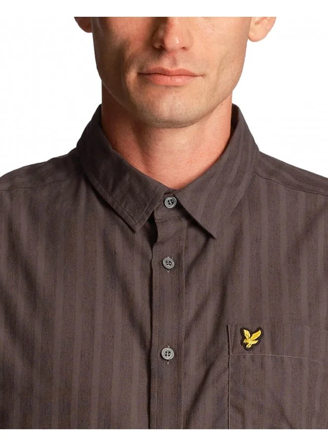 Lyle & Scott Textured Stripe Short Sleeve Shirt Gunmetal Gunmetal - Image 2