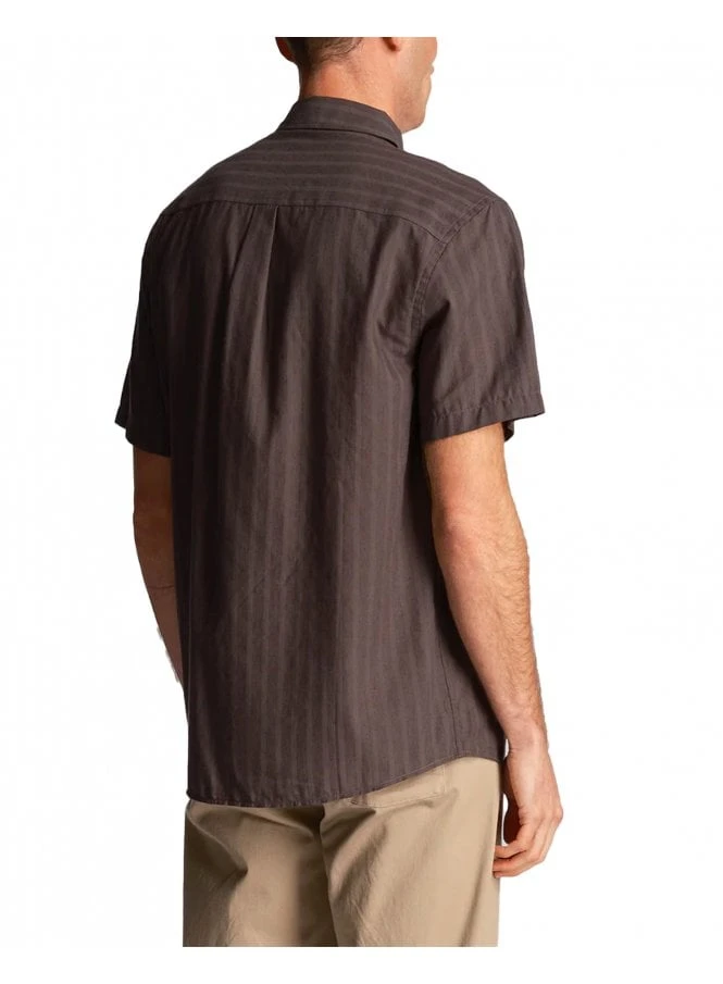 Lyle & Scott Textured Stripe Short Sleeve Shirt Gunmetal Gunmetal - Image 3