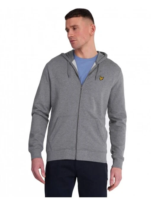 Lyle & Scott Zip Through Hoodie Mid Grey Mid Grey Marl