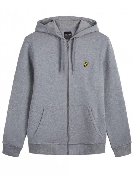 Lyle & Scott Zip Through Hoodie Mid Grey Mid Grey Marl - Image 2