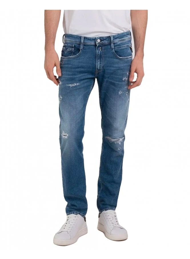 Replay 573 Bio Anbass Slim Fit Rip And Repair Medium Blue 009 009