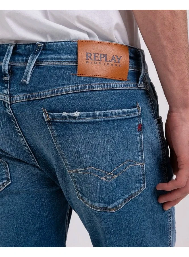 Replay 573 Bio Anbass Slim Fit Rip And Repair Medium Blue 009 009 - Image 2