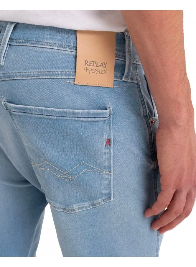 Replay Hyperflex Reused Anbass Slim Jean Washed Blue Blue - Image 3