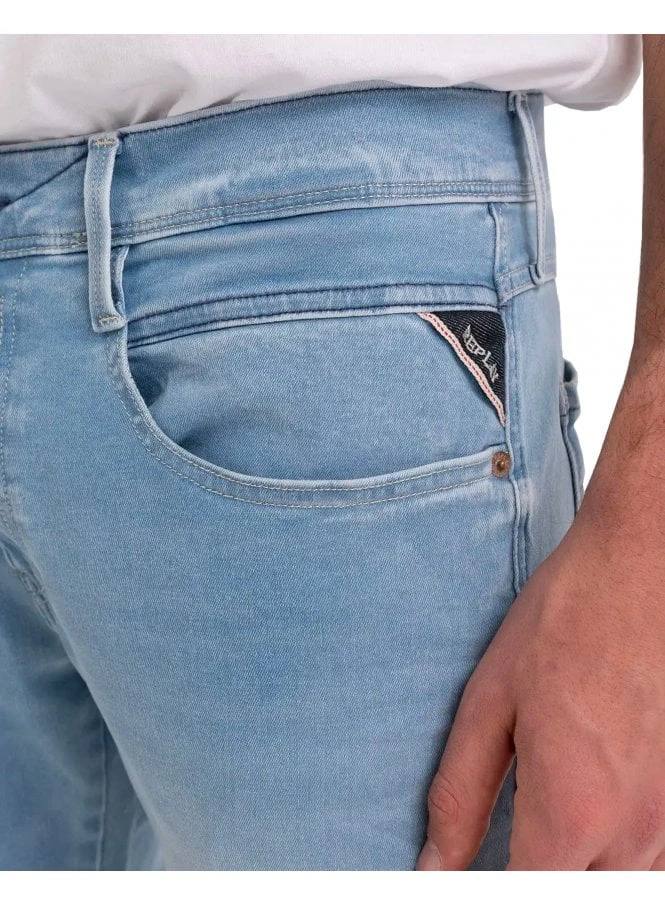 Replay Hyperflex Reused Anbass Slim Jean Washed Blue Blue - Image 4